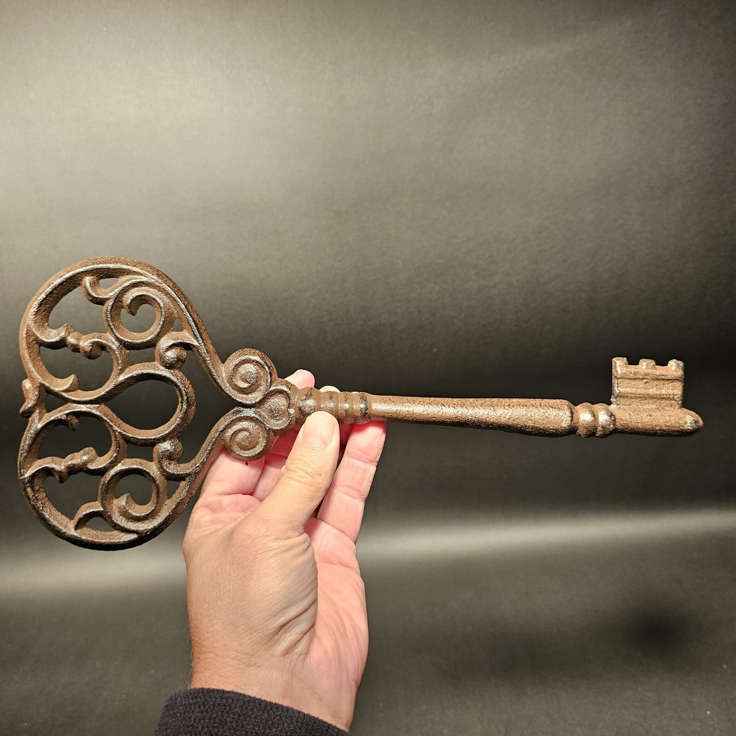 13" Antique Vintage Style Cast Iron Large Ornate Skeleton Key