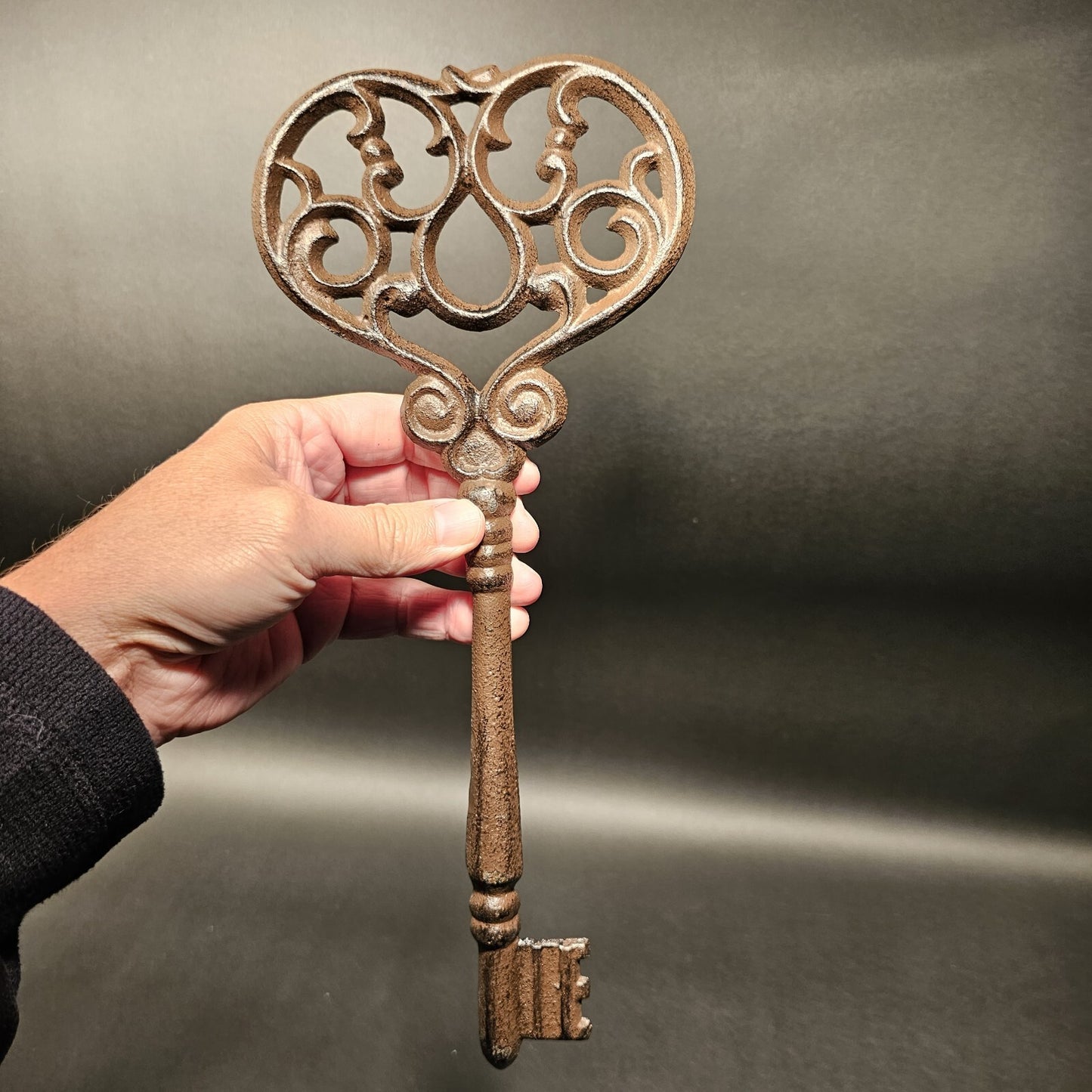 13" Antique Vintage Style Cast Iron Large Ornate Skeleton Key