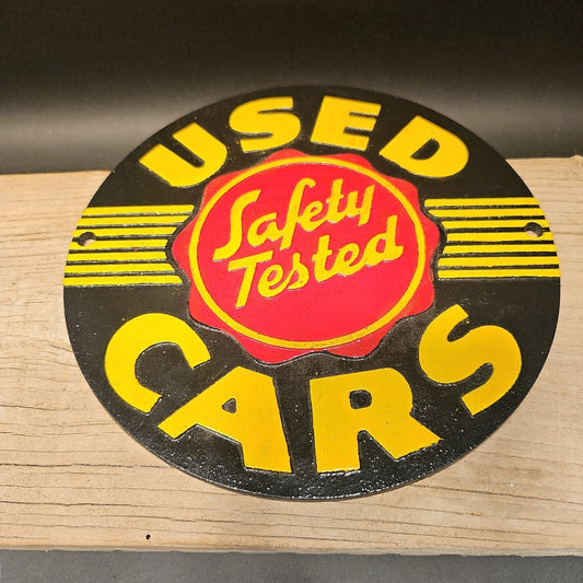 Antique Vintage Style Cast Iron Used Cars Sign Plaque