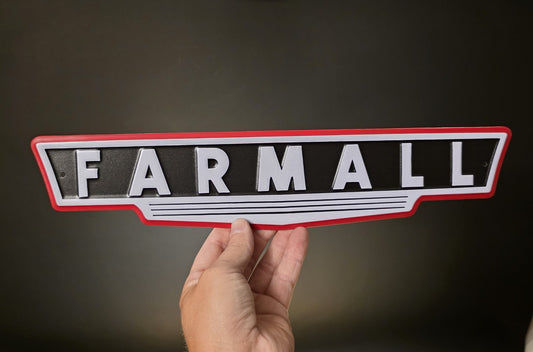 Metal Farmall Tractor Emblem Sign Vintage Style International Harvester Badge