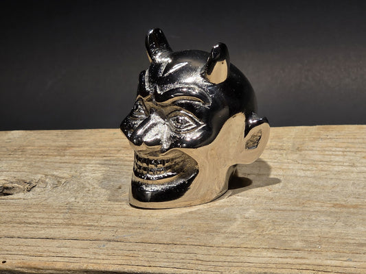 Vintage Style Devil Skull Metal Shifter Knob Hood Ornament- Undrilled