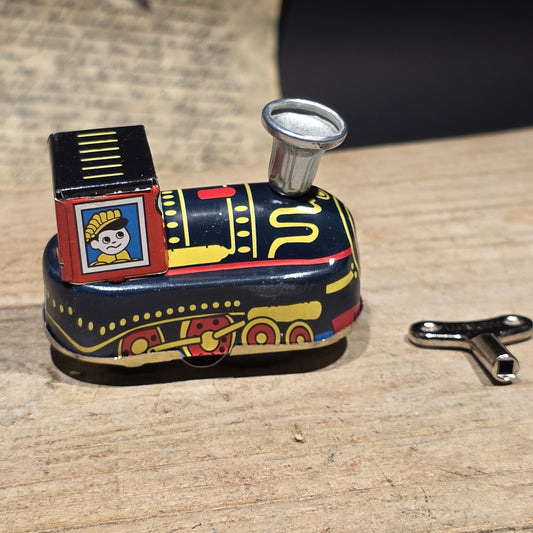 New Vintage Style Tin Litho Locomotive Toy Wind Up Train Engine