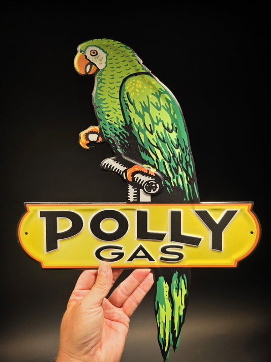 18" Antique Vintage Style Polly Gas Oil Metal Die Cut Sign