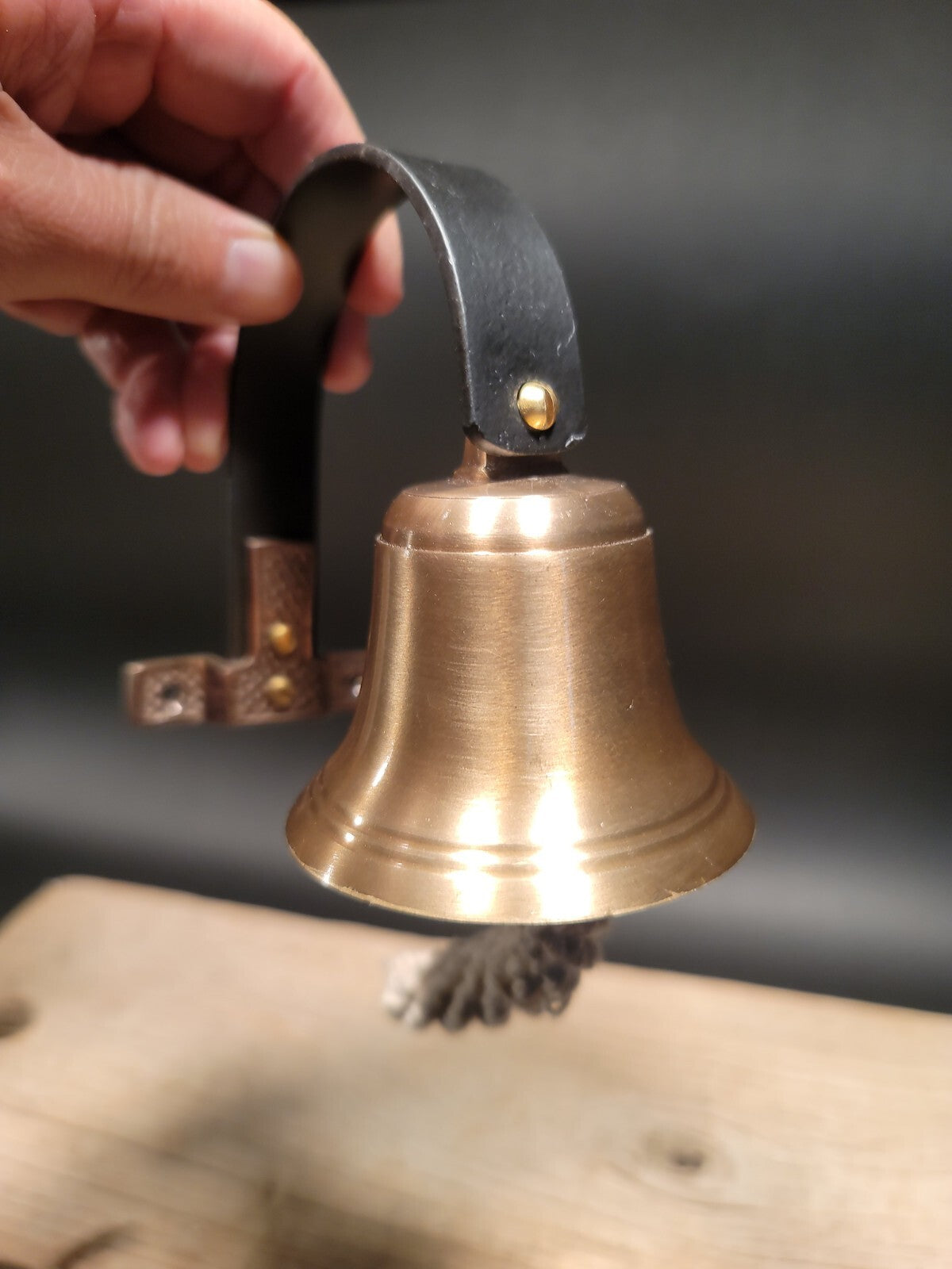 Antique Vintage Style Brass Wall Mount Dog Doorbell Bar Bell
