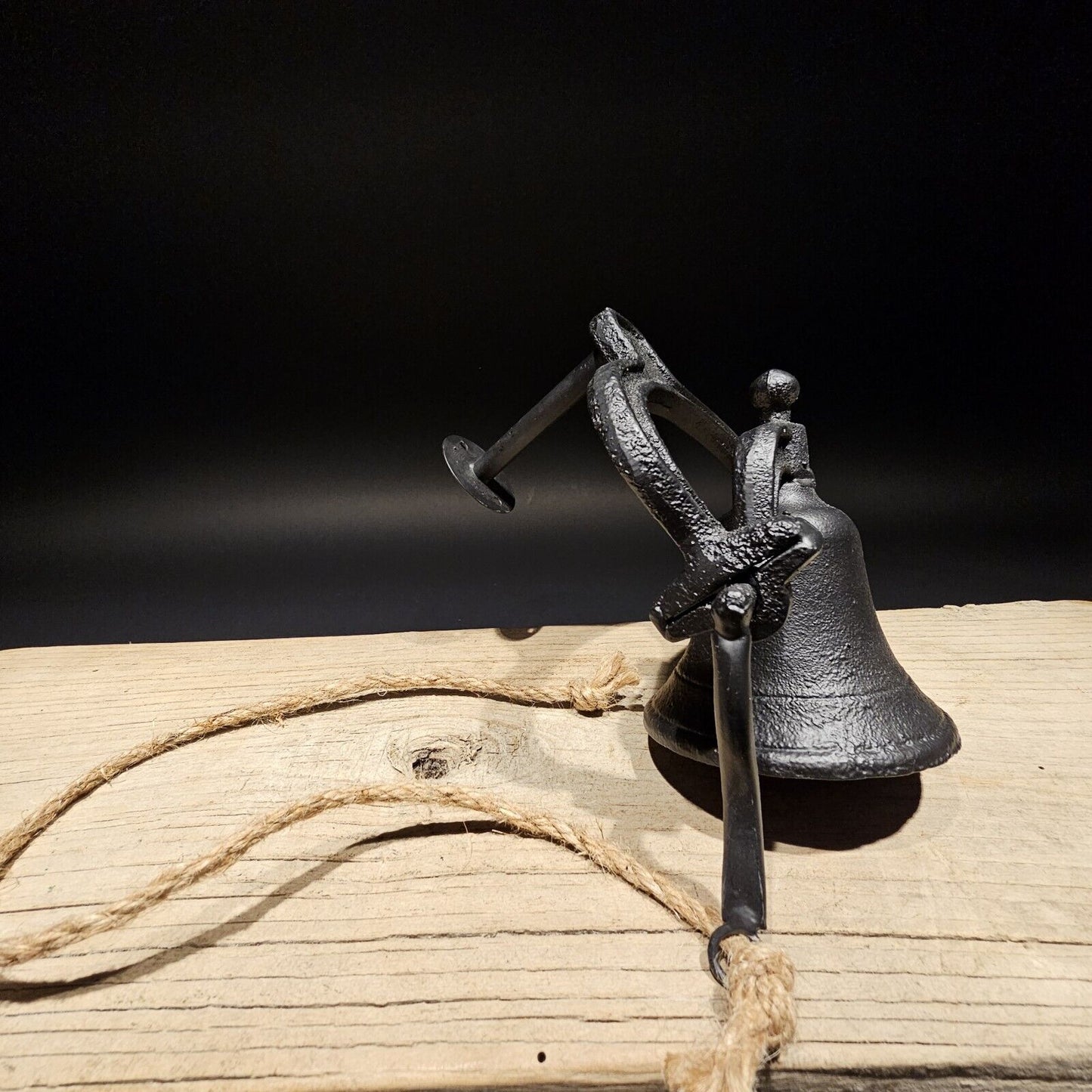 Antique Vintage Style Black Wall Mount Cast Iron Farm Bell
