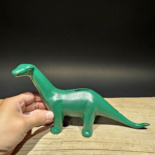 Antique Style Cast Iron Brontosaurus Dinosaur Coin Bank