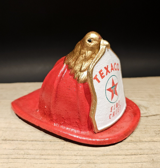 Antique Style Miniature Cast Iron Texaco Fireman Helmet
