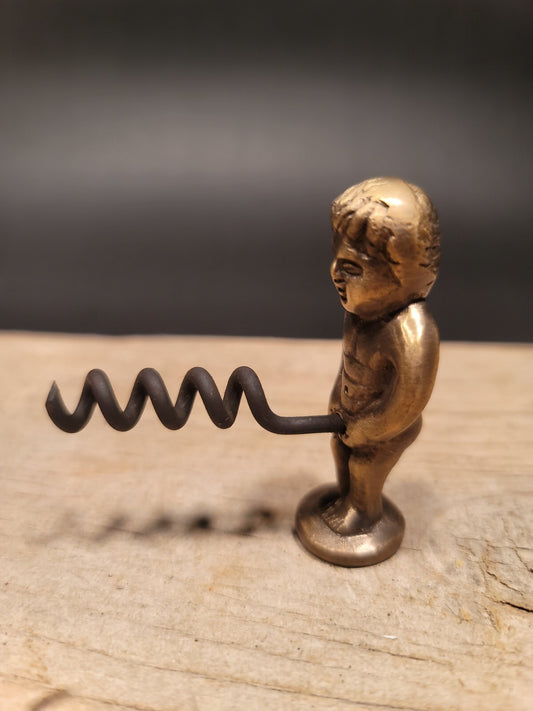 Primitive Antique Vintage Style Brass & Iron Corkscrew