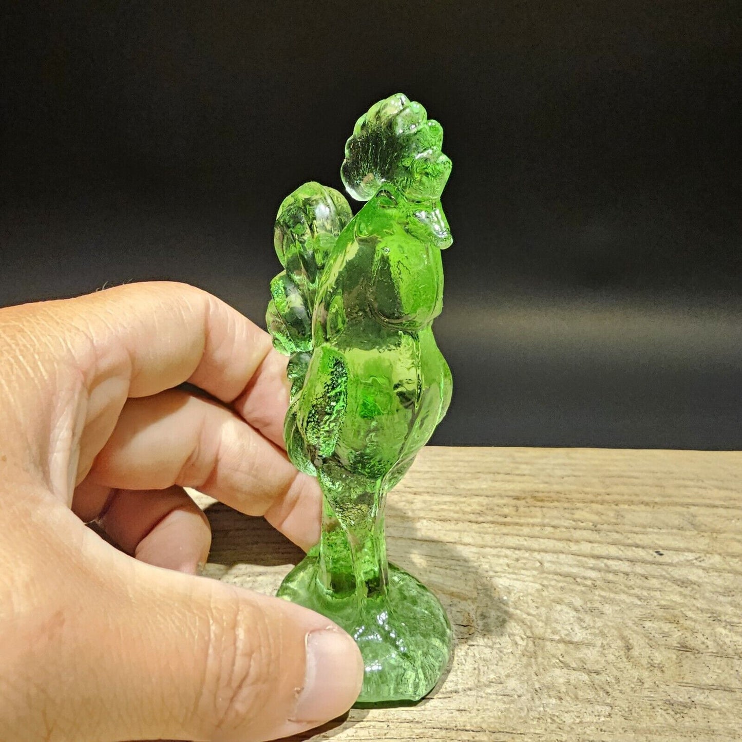 Antique Vintage Style Green Depression Glass Rooster Chicken