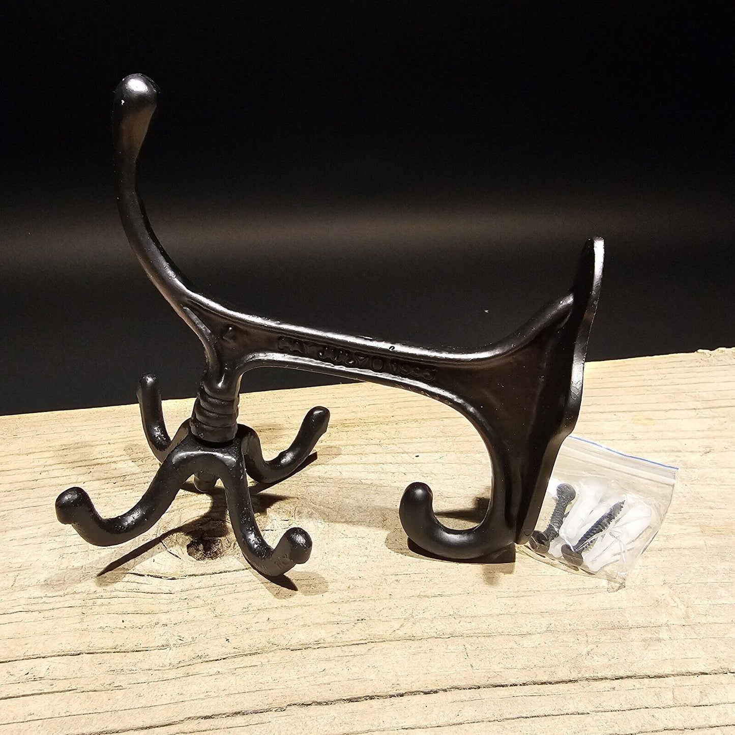 Antique Vintage Style BLACK Cast Iron Hook Rotating Spinning Coat Hanger