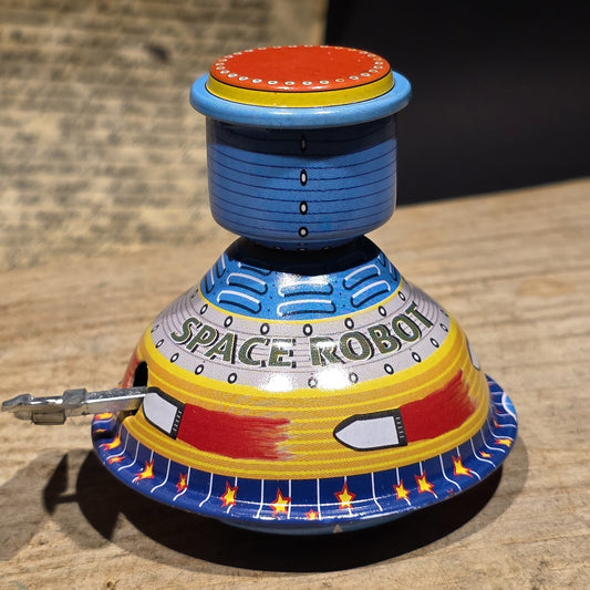 New Vintage Style Space Robot Tin Litho Toy Wind Up Space Age Mechanical Robot