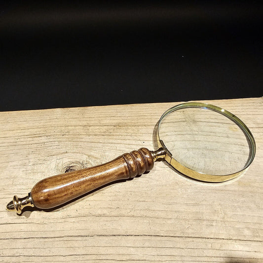 Antique Style Magnifying Glass w Wood Turned Handle