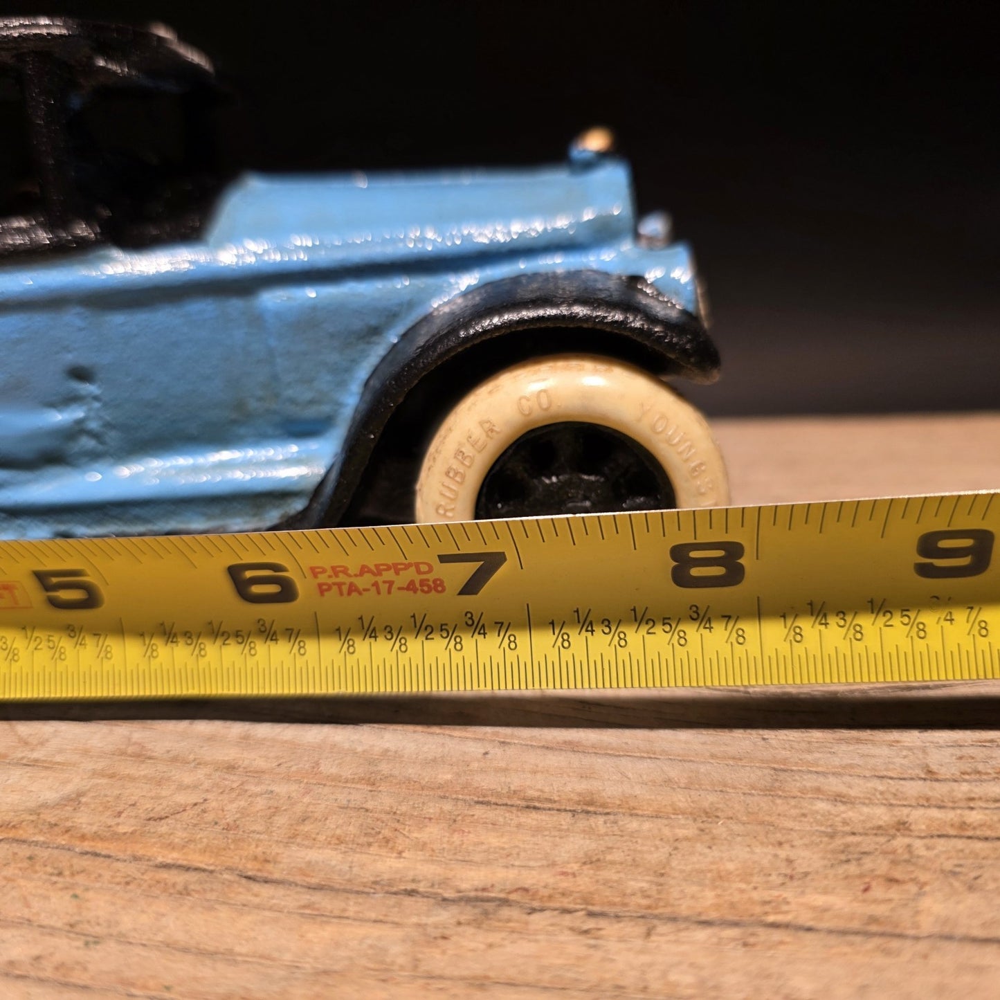 8" Antique Vintage Style Blue Cast Iron Toy Race Car