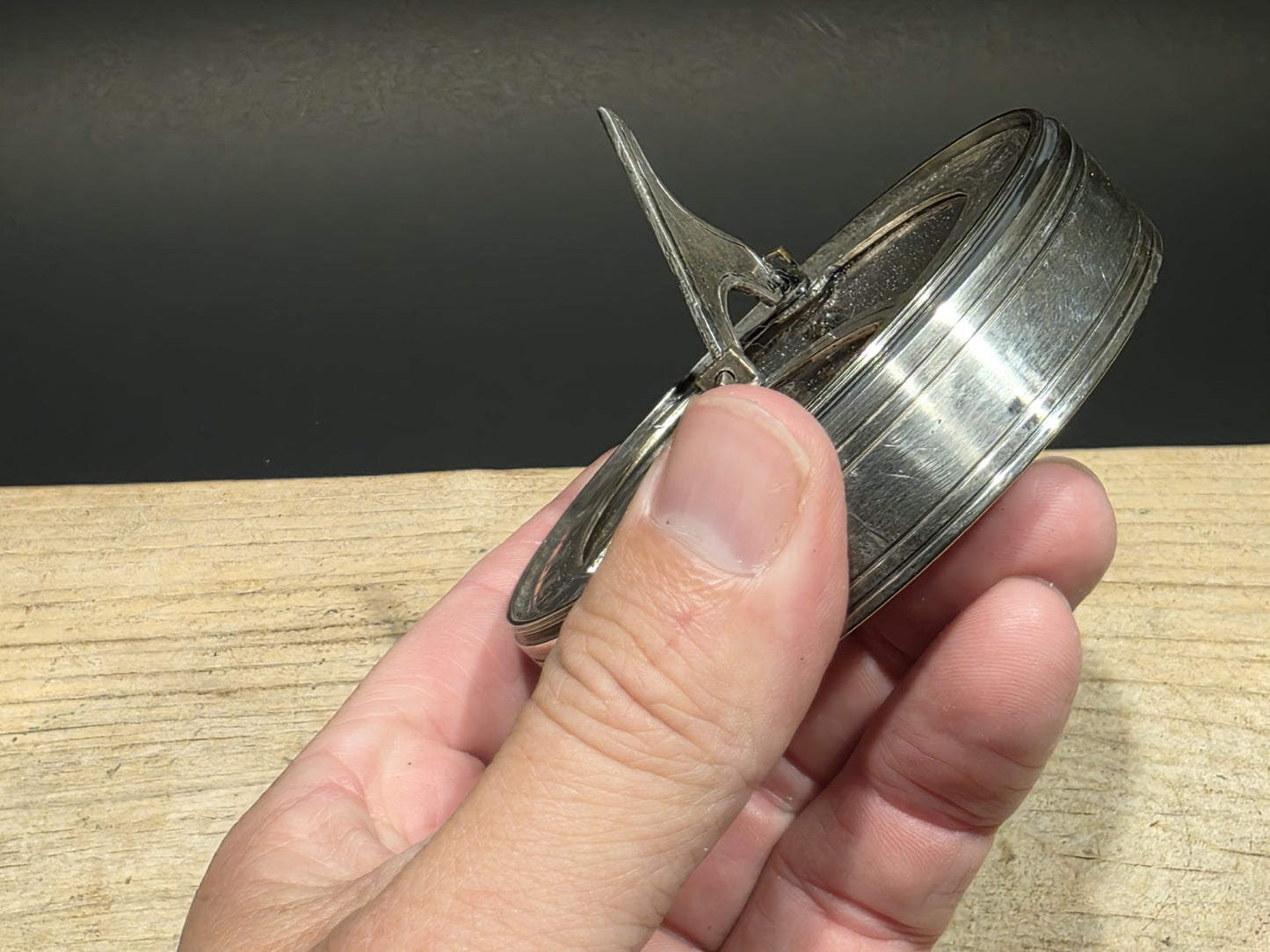 Antique Style Silver Plated Bronze Sundial Compass