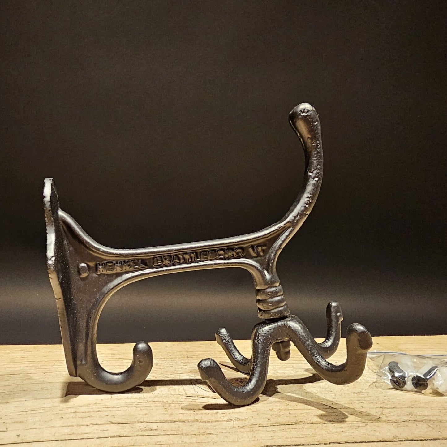 Antique Vintage Style BLACK Cast Iron Hook Rotating Spinning Coat Hanger