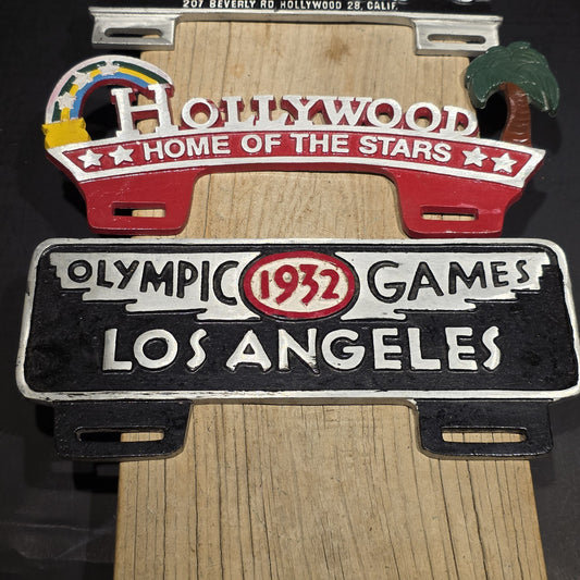 Vintage Style Aluminum Holywood License Plate Fob Topper Collection Lot