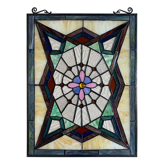 25" Antique Style Stained Glass Window Hanging Panel Suncatcher