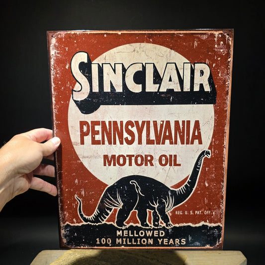 16" Vintage Style Sinclair Dino Pennsylvania Motor Oil Tin Sign