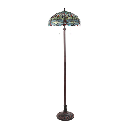 65.1" Antique Vintage Style Stained Glass Floor Lamp