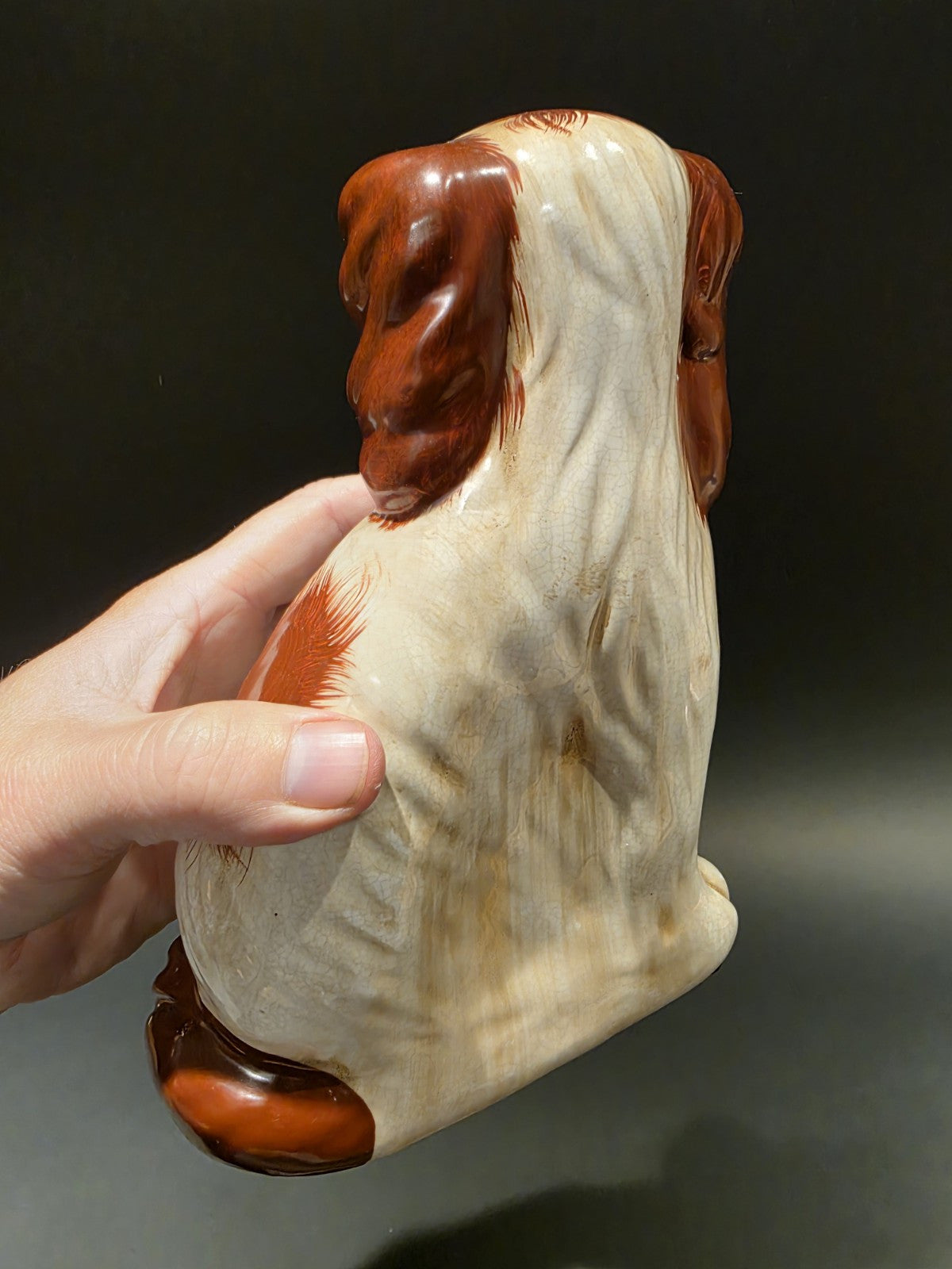 8" Antique Vintage Style Staffordshire Spaniel Dog Figurine