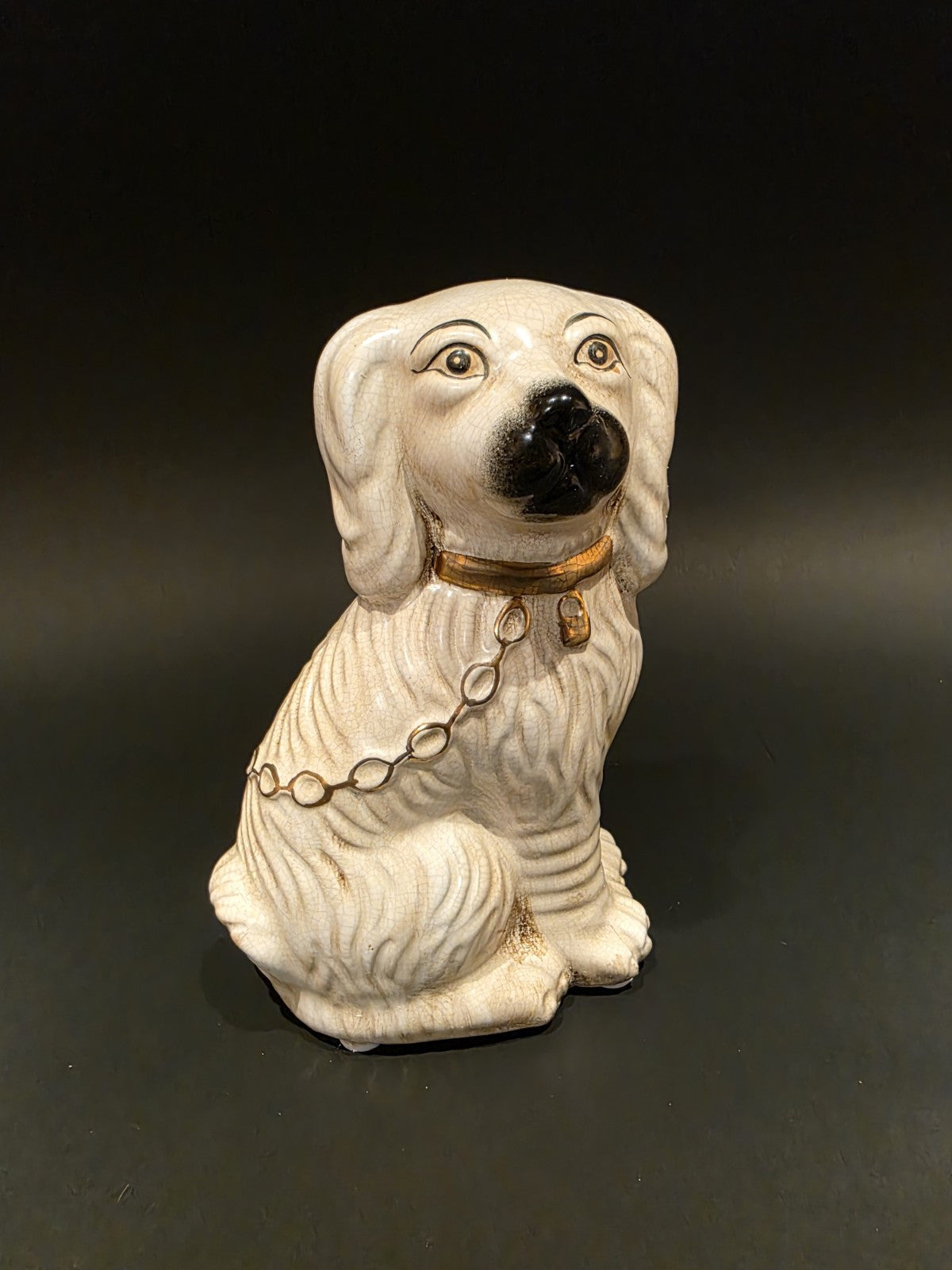 8" Antique Vintage Style White Staffordshire Spaniel Dog Figurine