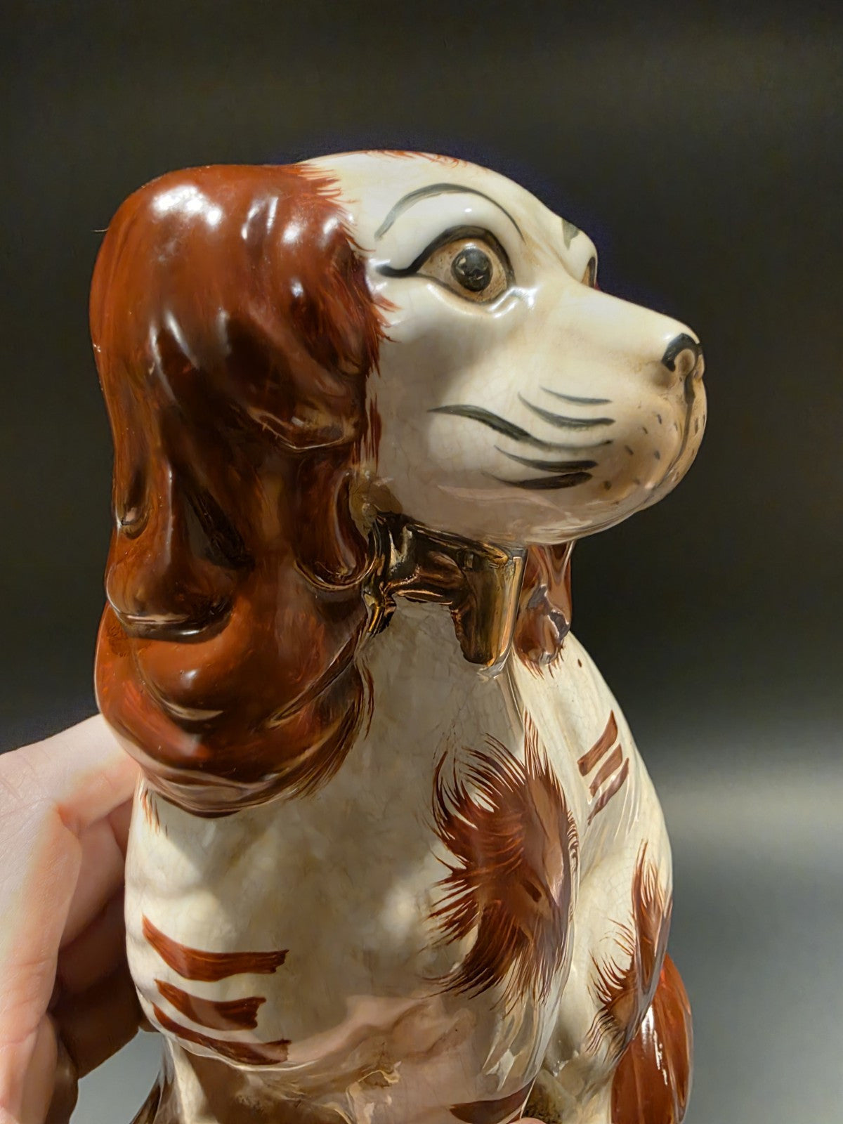 8" Antique Vintage Style Staffordshire Spaniel Dog Figurine
