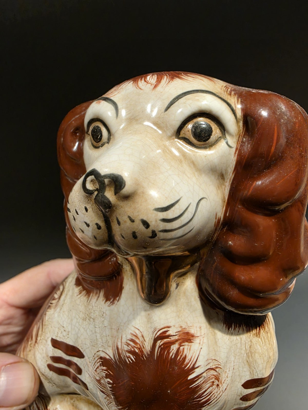 8" Antique Vintage Style Staffordshire Spaniel Dog Figurine