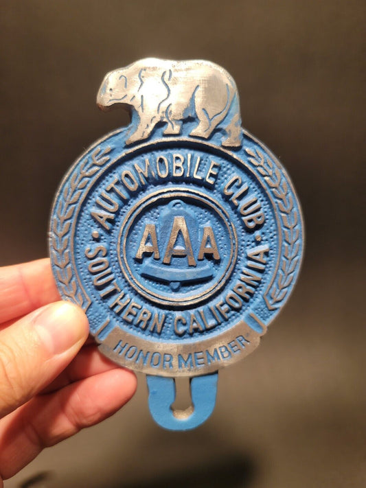 Antique Vintage Style Cast Aluminum AAA Car License Plate Fob Topper