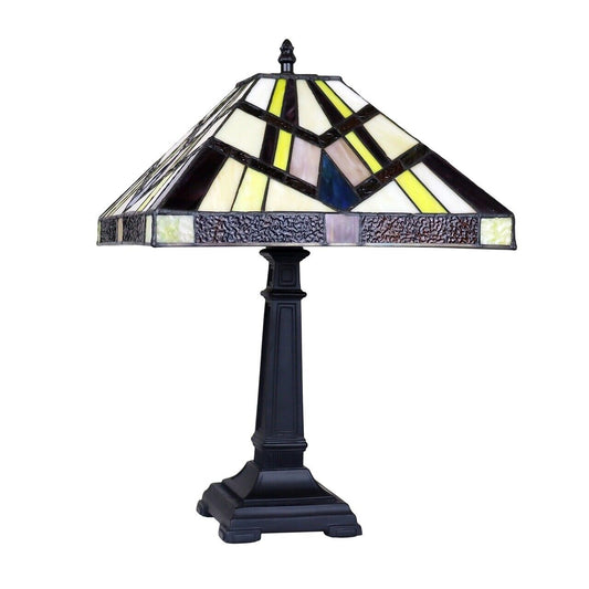 16.8" 1 light Antique Vintage Style Stained Glass Mission Table Lamp