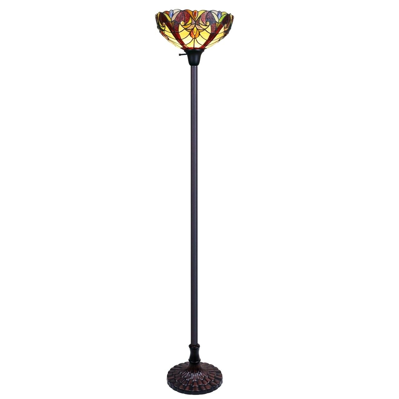 69 1/2" Antique Style Stained Glass Torchier Up light Floor Lamp
