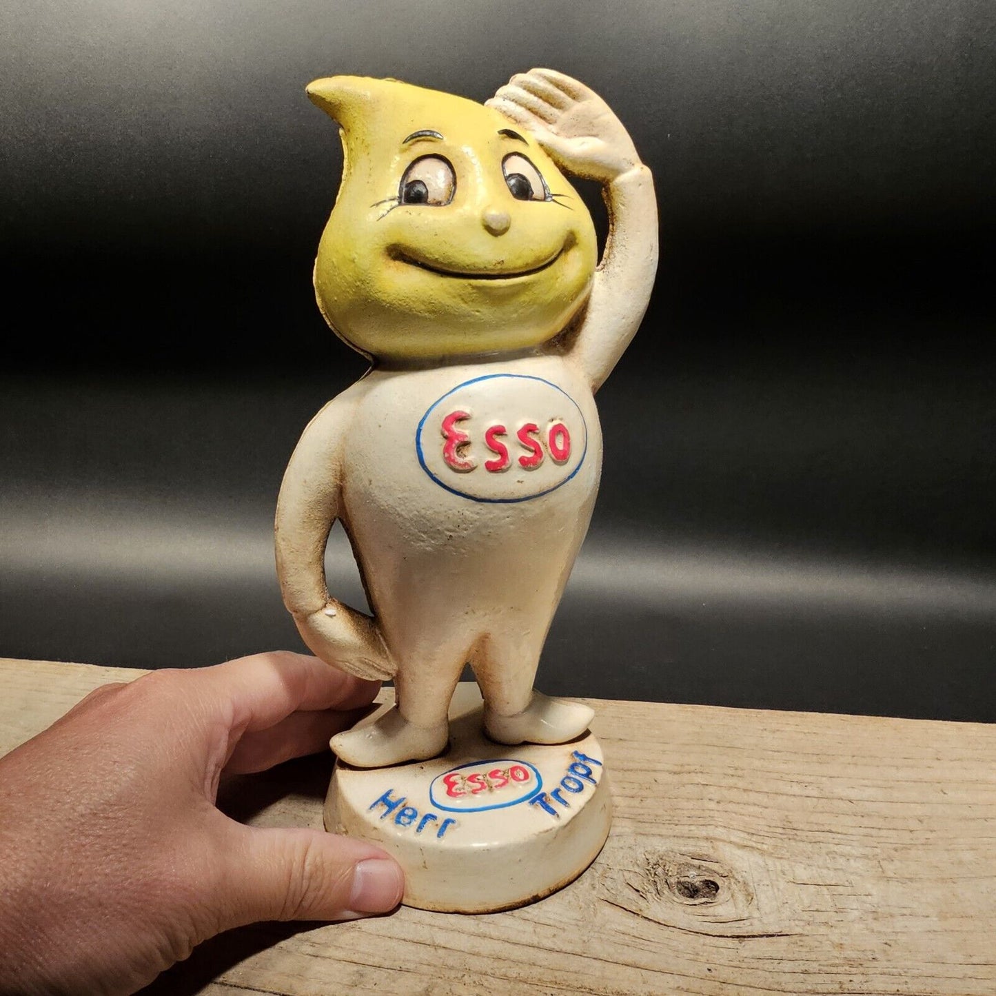 9" Antique Vintage Style Cast Iron Esso Coin Bank