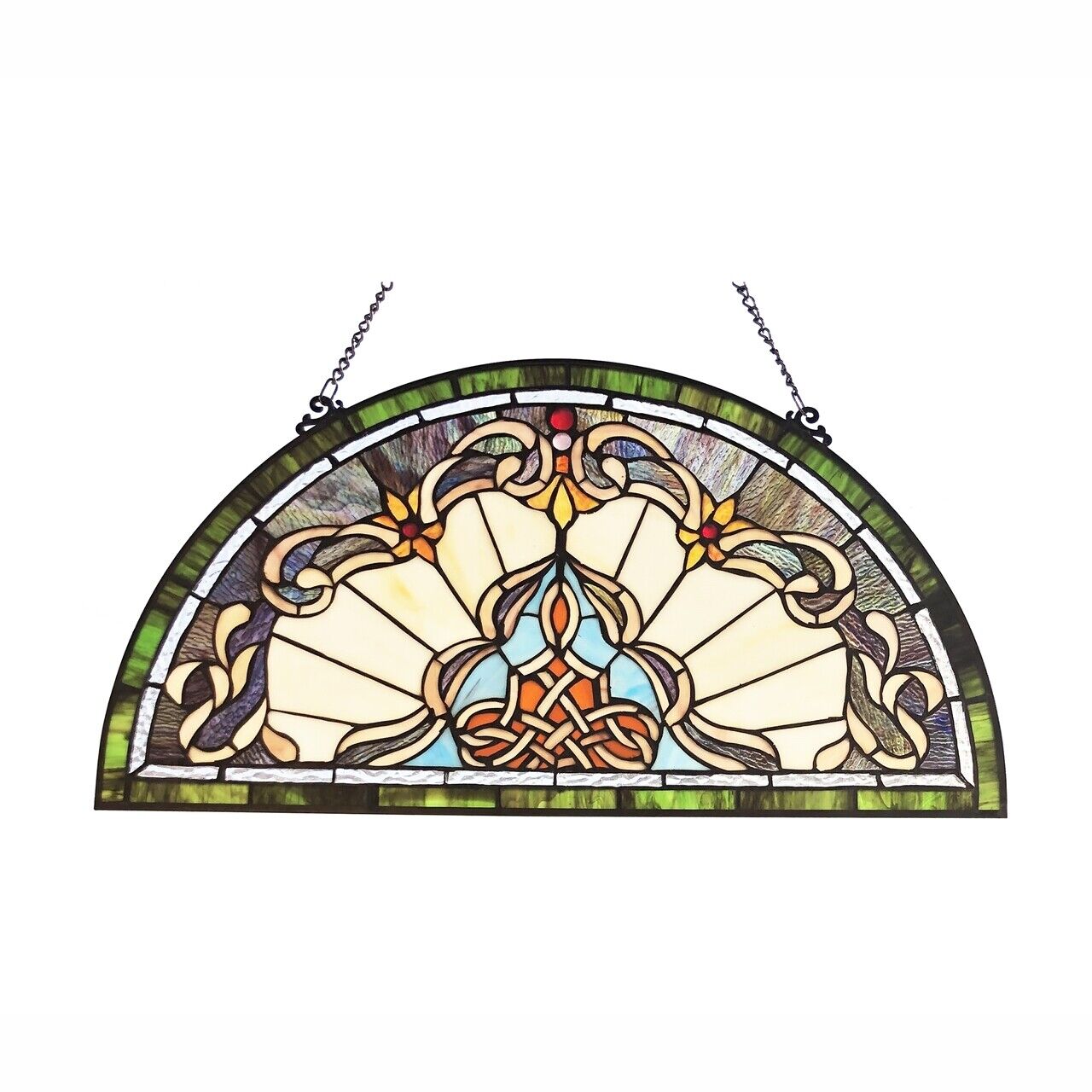 Antique Vintage Style 24" Stained Glass Window Hanging Panel Suncatcher