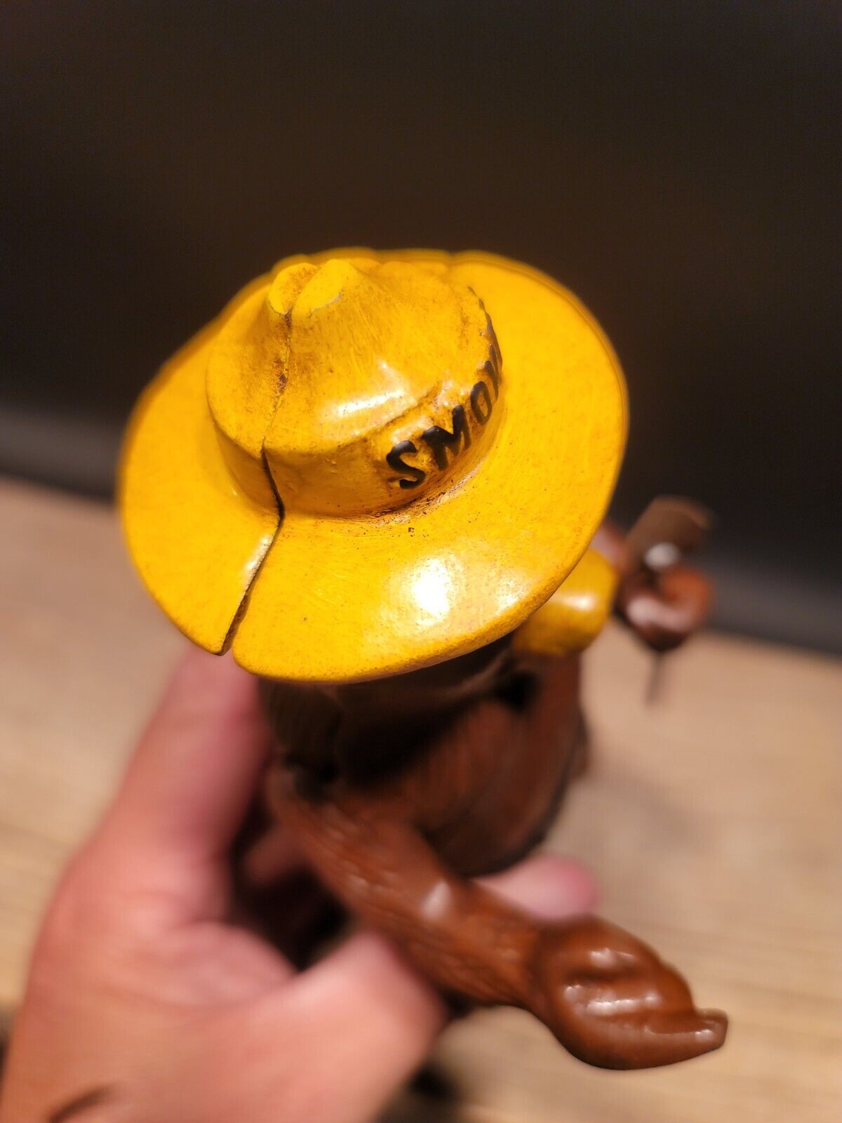 Antique Vintage Style Cast Iron Smokey The Bear Coin Bank