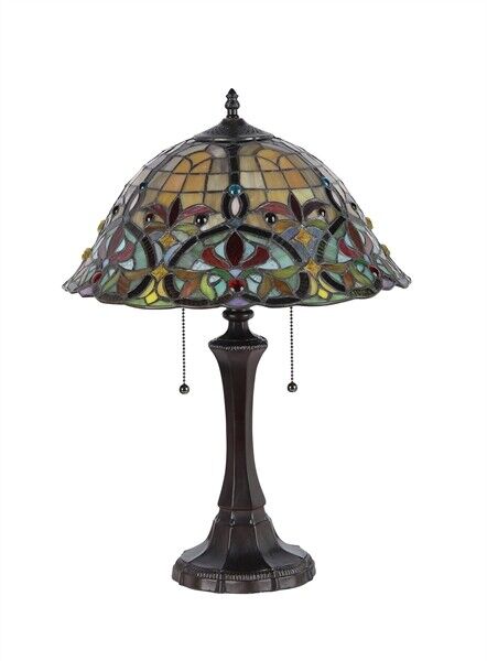 22" Antique Vintage Style Stained Glass Table Lamp