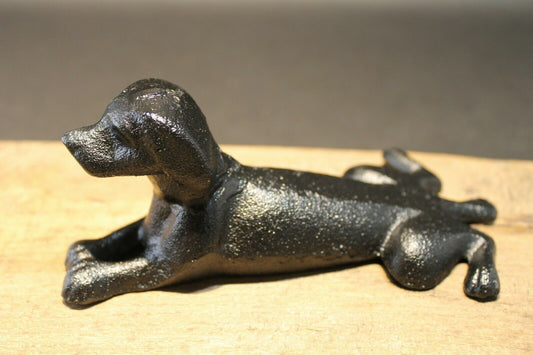 Antique Vintage Style Cast Iron Door Stop Dog Wedge Black - Early Home Decor