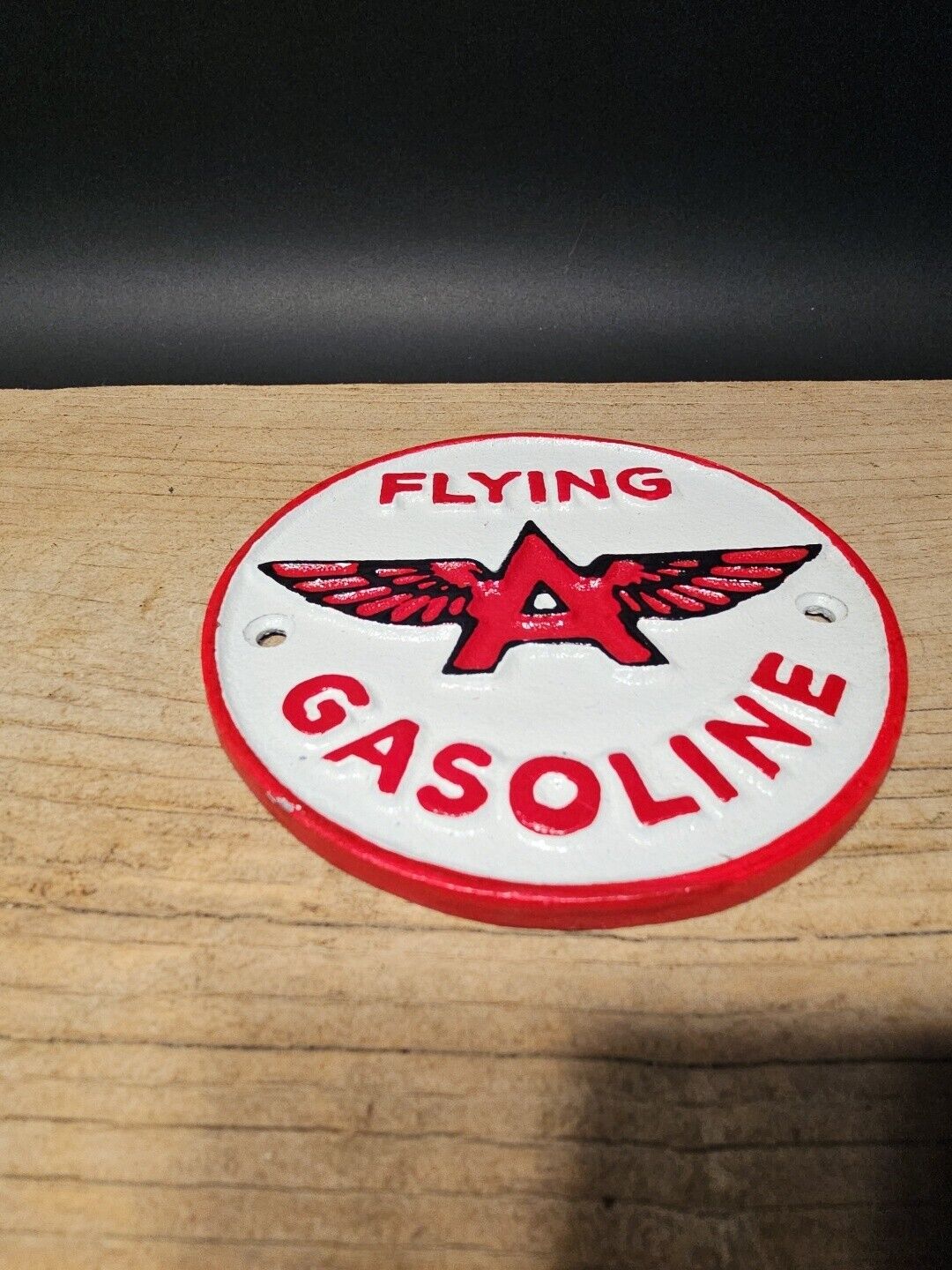 Antique Vintage Style Cast Iron Flying A Gasoline Oil Sign Plaque
