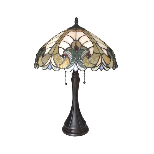 22" Antique Vintage Style Stained Glass Table Lamp