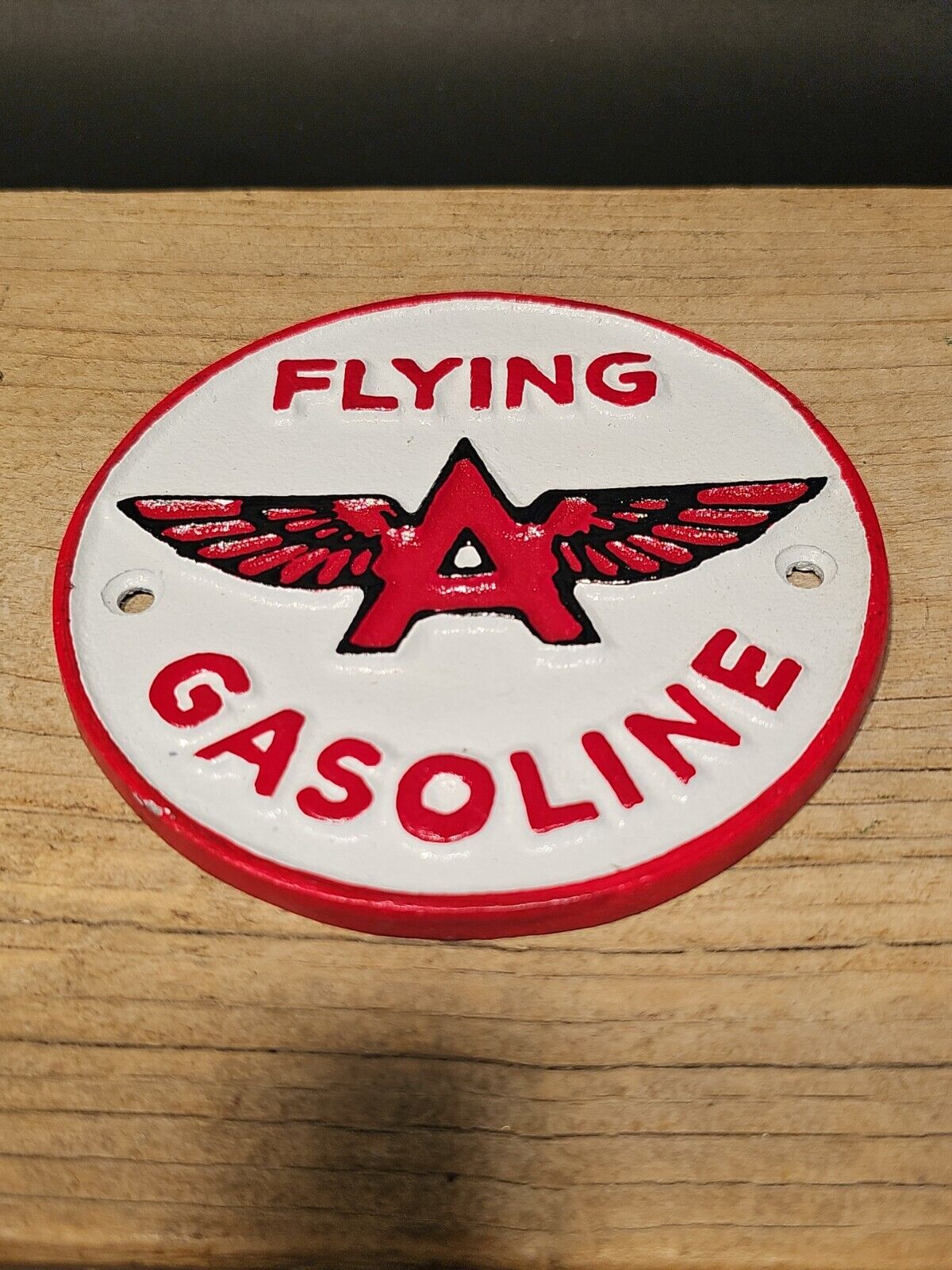 Antique Vintage Style Cast Iron Flying A Gasoline Oil Sign Plaque