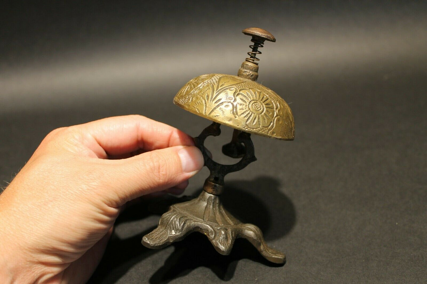 Antique Vintage Style Victorian Brass Iron Hotel Front Desk Service Bell - Early Home Decor