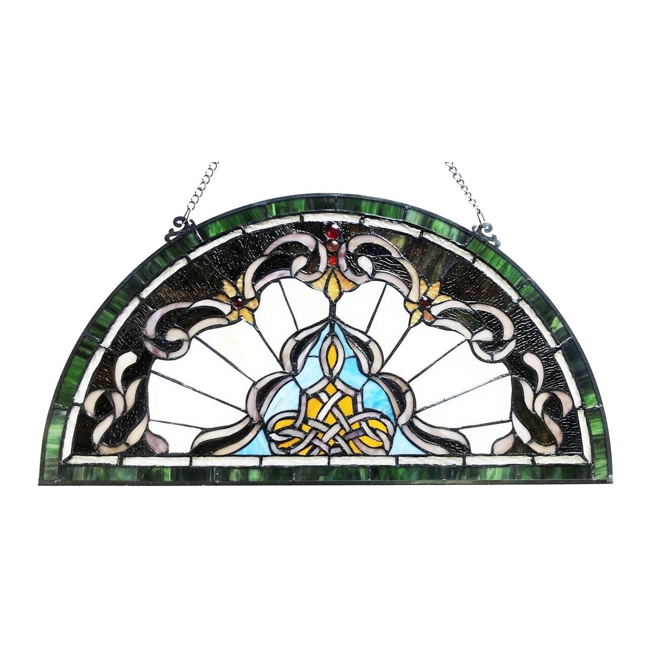 Antique Vintage Style 24" Stained Glass Window Hanging Panel Suncatcher