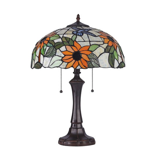22.2" Antique  Style Stained Glass Sunflower Table Lamp