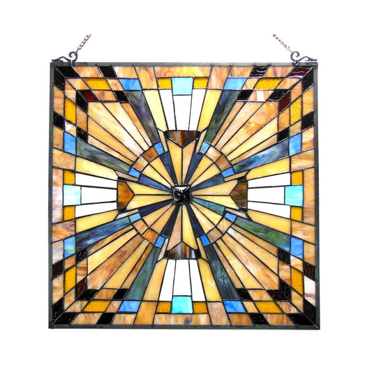 24" Mission Stained Glass Hanging Window Panel Suncatcher