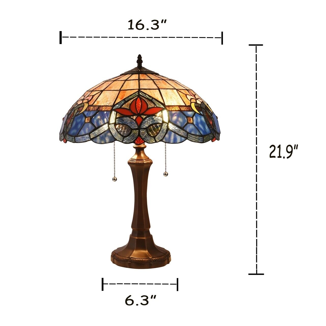 21.9" Antique Style Stained Glass Table Lamp