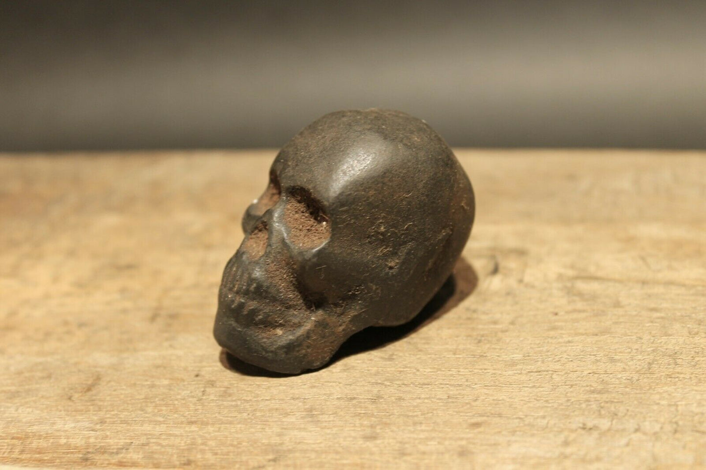 Vintage Antique Style Miniature Cast Iron Skull Paperweight - Early Home Decor