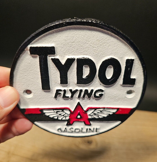 Antique Vintage Style Cast Iron Tydol Flying A Gas Oil Sign Plaque