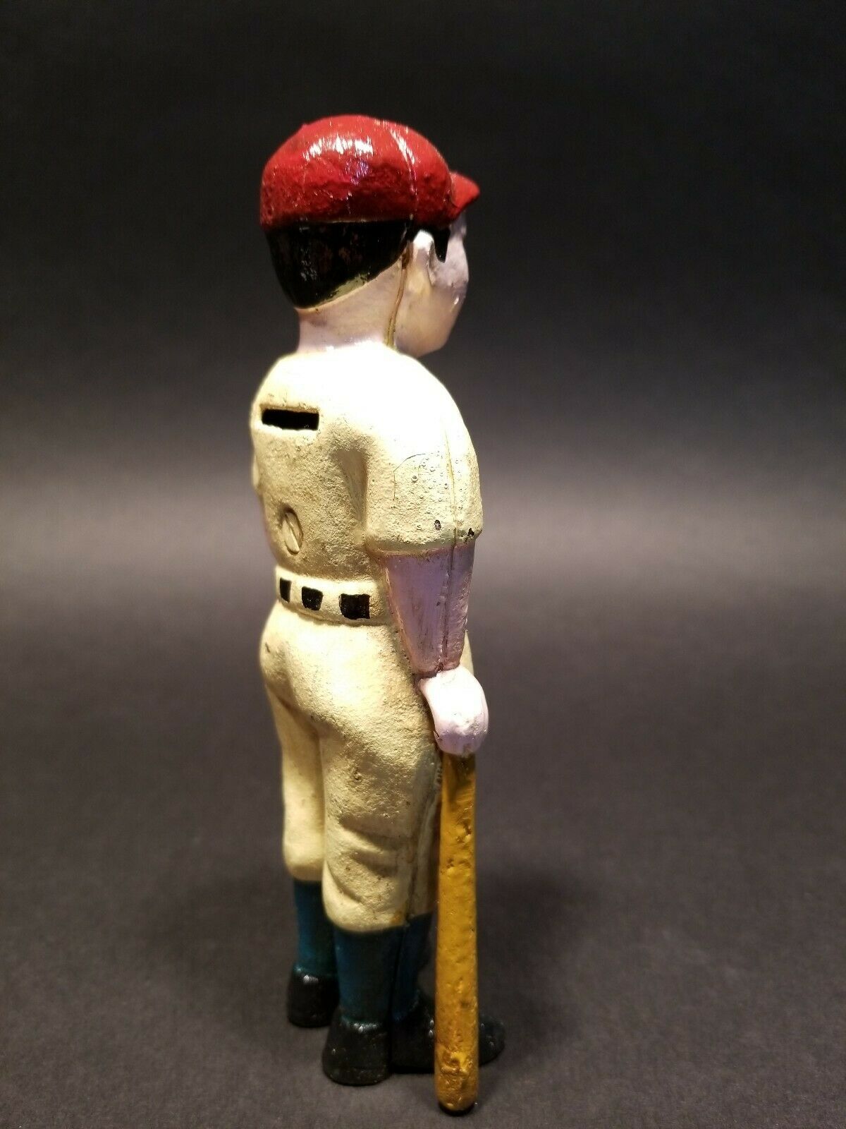 Antique Vintage Style Cast Iron Slugger Coin Bank Baseball Player - Early Home Decor