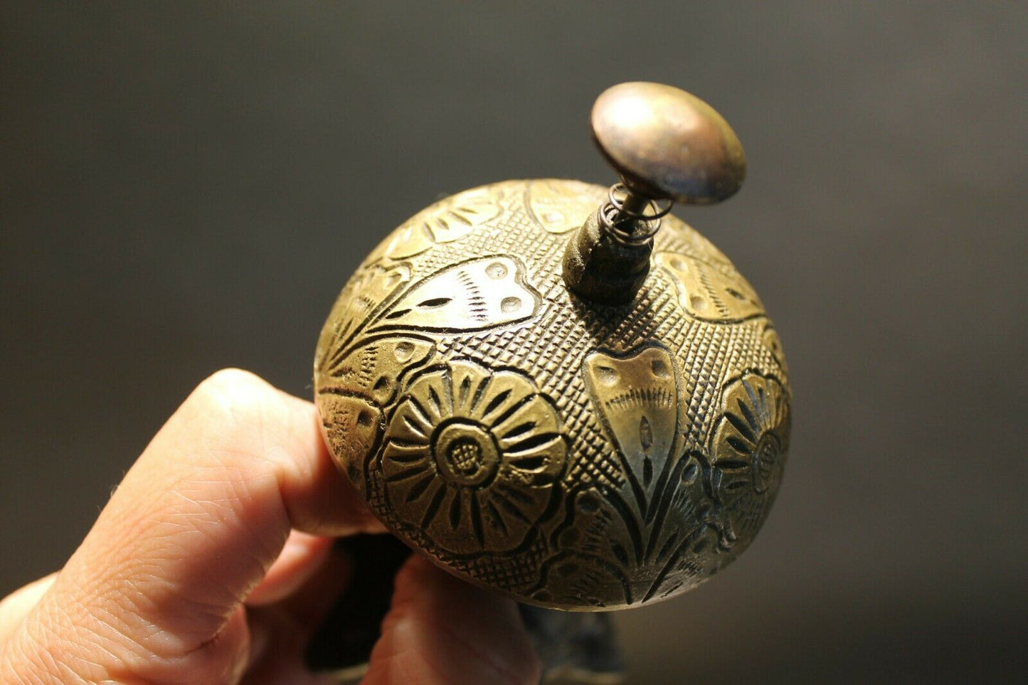 Antique Vintage Style Victorian Brass Iron Hotel Front Desk Service Bell - Early Home Decor
