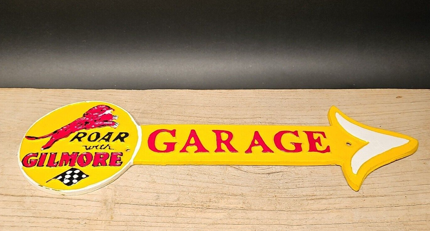 Antique Vintage Style Cast Iron Gas Oil Garage Arrow Sign Plaque