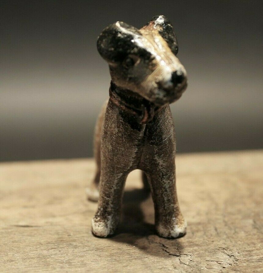 Primitive Antique Style Miniature Cast Iron Terrier Dog - Early Home Decor