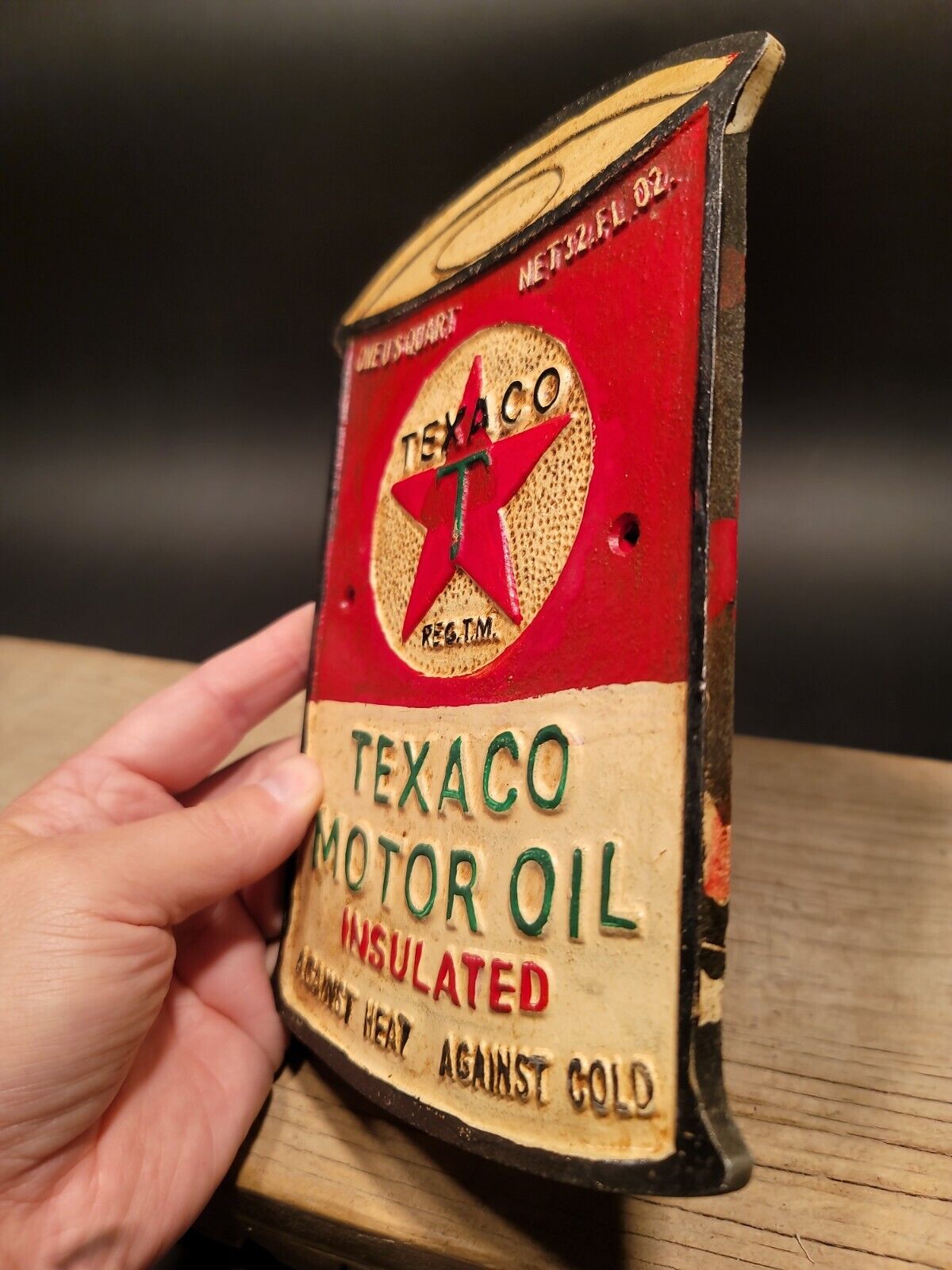 Antique Vintage Style Cast Iron Texaco Gas Oil Sign Plaque